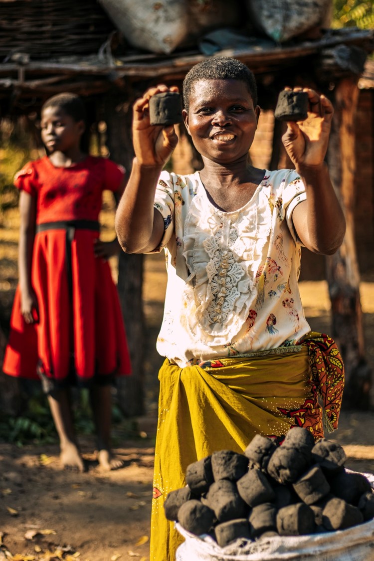 Zhuwaki holding  briguettes which are providing source of energy for cooking and also income.
