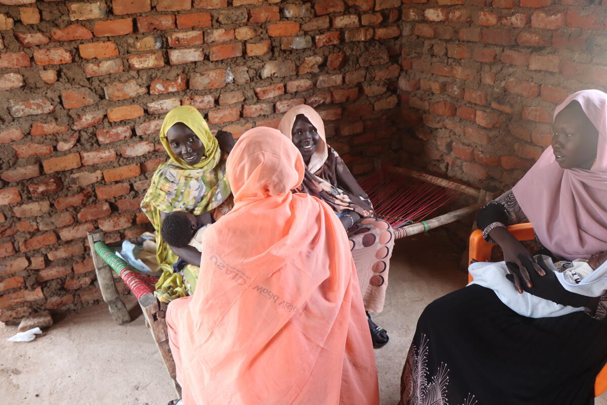 A community midwife in the Al-Silak area makes a home visit to a breastfeeding mother and provides messages about the importance of exclusive breastfeeding until the first 6 months