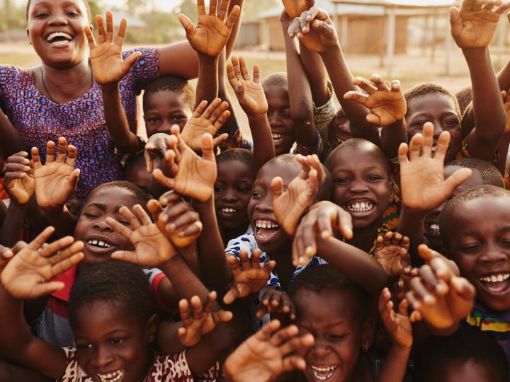 A group of happy and smiling school children in Ghana