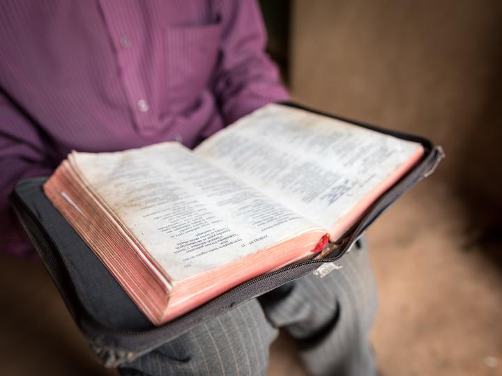 A man reads his Bible