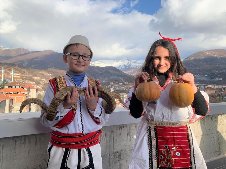 Children in traditional costumes