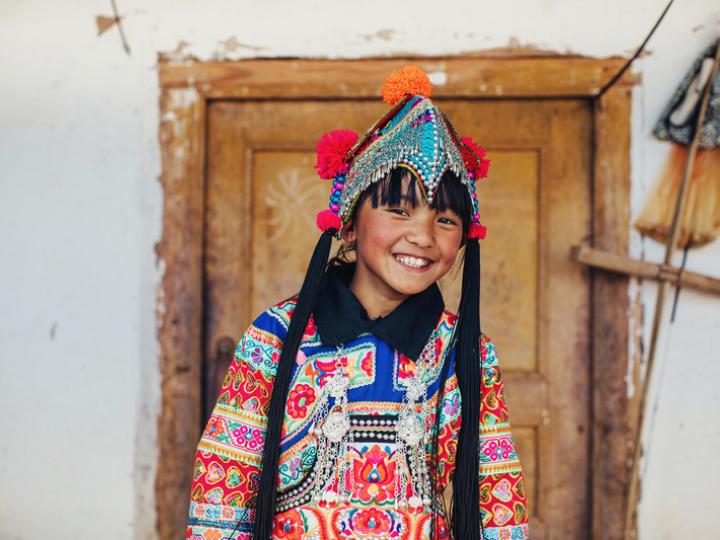 Chengzhen, 10 - sponsored child in traditional dress