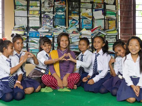 Prabha with her dance class students
