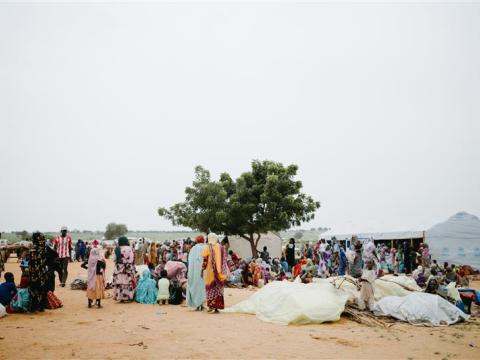 Women and children at refugee camp in Chad
