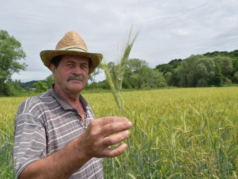 Farmer Jovan shows his crops. Replanting hope in the flood plains of Bosnia and Herzegovina